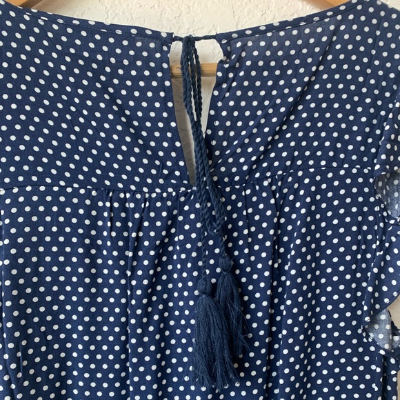 2/$20 NWOT ModCloth Lovely and Ruffly Sleeveless Top in Navy Polka Dots - Picture 5 of 7